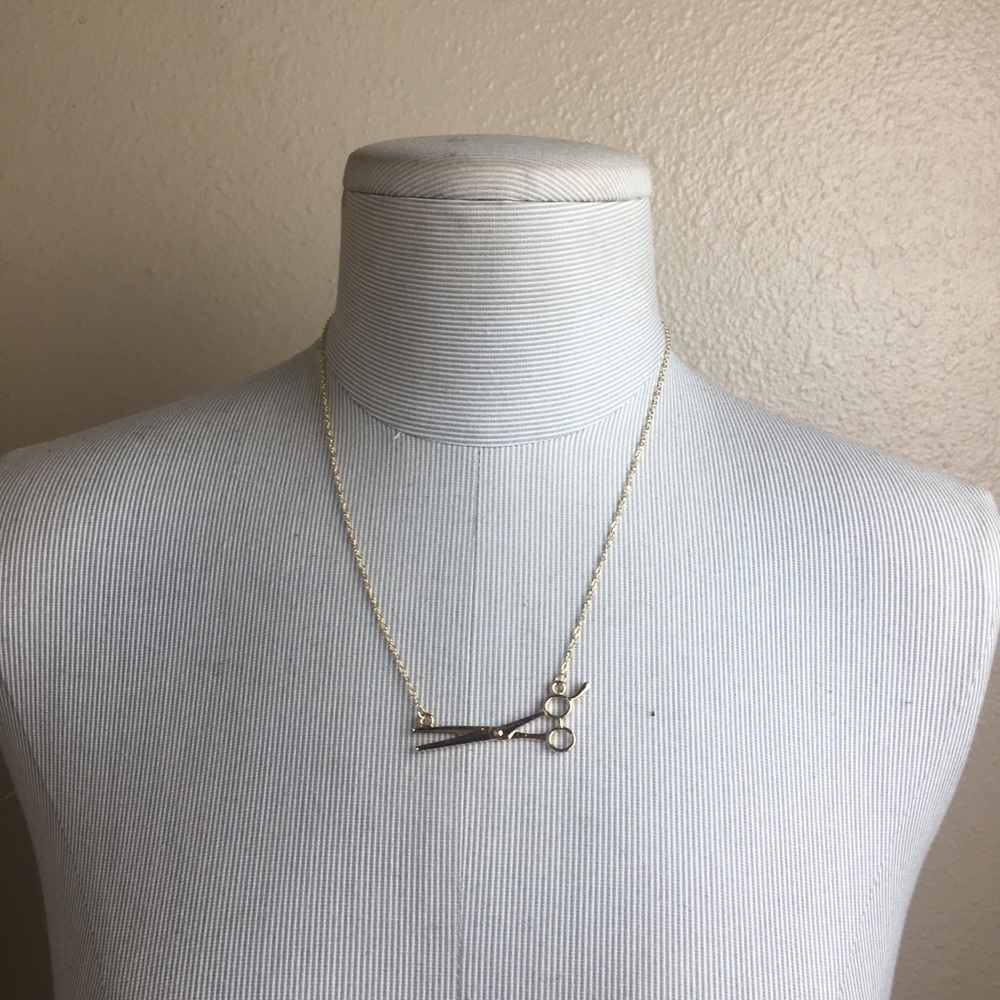 New gold plated scissor necklace